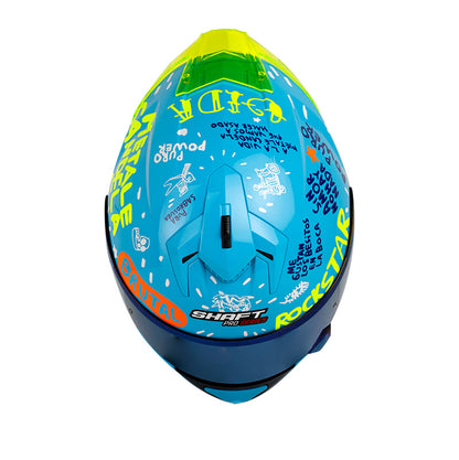 CASCO SHAFT SH-610DV PRO PURO POWER AZUL NARANJA VISOR AZUL
