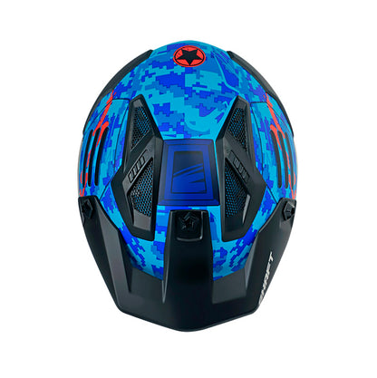 CASCO SHAFT SH-225 PILOT TOP MATE AZUL NARANJA NEON HUMO