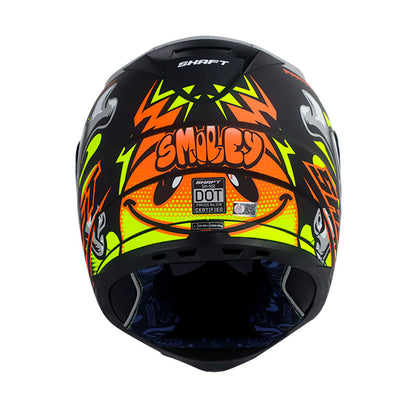 CASCO SHAFT SH-502 SMILEY MATE NEGRO NARANJA VISOR PLATA