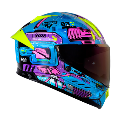 CASCO SHAFT SH-595 OMEGA AZUL MORADO VISOR IRIDIUM AZUL
