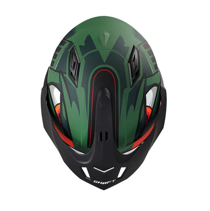 CASCO SHAFT SH-227 TRIAL COMANDER VERDE MILITAR NARANJA NEON