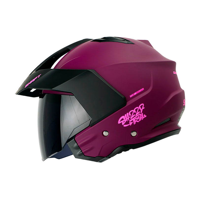 CASCO SHAFT SH-227 TRIAL SOLID MORADO NEON FUCSIA NEON VISOR HUMO