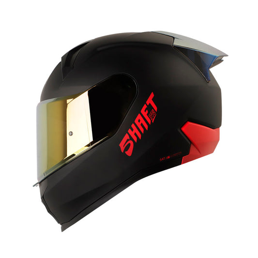 CASCO SHAFT SH-560 SOLID MATE NEGRO ROJO VISOR IRIDIUM ROJO