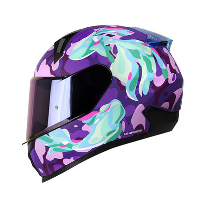 CASCO SHAFT SH-560 AQUARIA MATE MORADO AZUL VISOR IRIDIUM