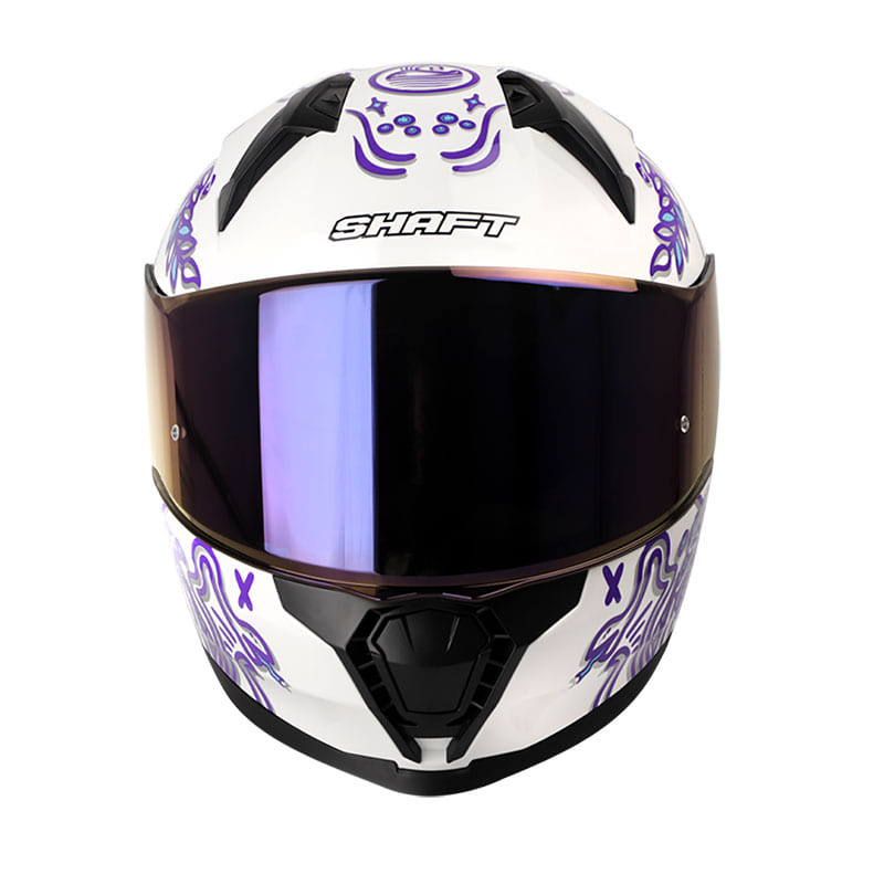 CASCO SHAFT SH-560 MARINE BLANCO AZUL VISOR IRIDIUM MORADO