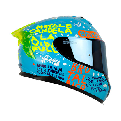 CASCO SHAFT SH-610DV PRO PURO POWER AZUL NARANJA VISOR AZUL