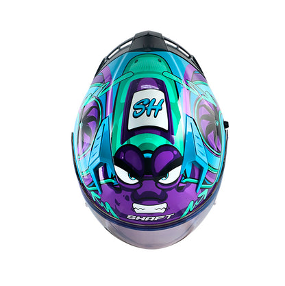 CASCO SHAFT SH-226SP TURBO AZUL CLARO MORADO VISOR IRIDIUM