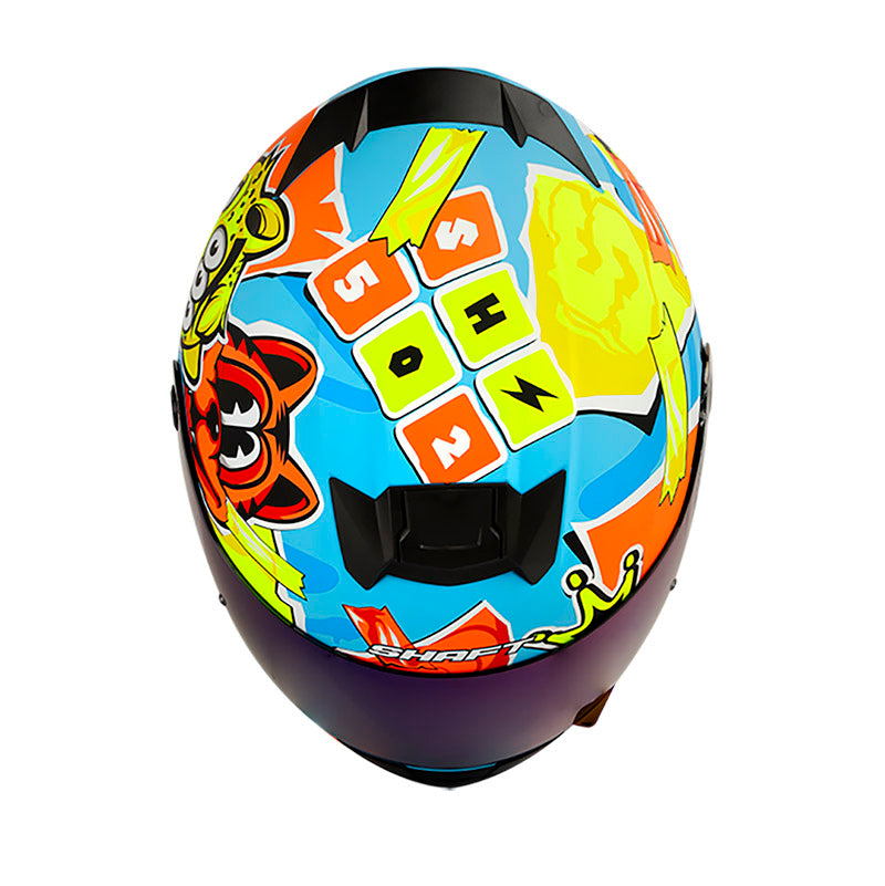 CASCO SHAFT SH-502 PRINT MATE AZUL AMARILLO VISOR IRIDIUM