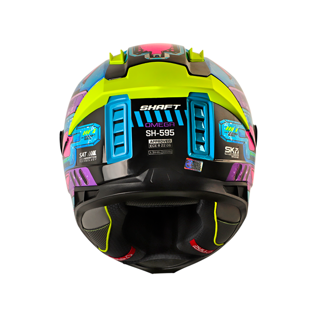 CASCO SHAFT SH-595 OMEGA AZUL MORADO VISOR IRIDIUM AZUL