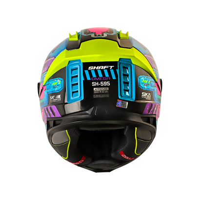 CASCO SHAFT SH-595 OMEGA AZUL MORADO VISOR IRIDIUM AZUL