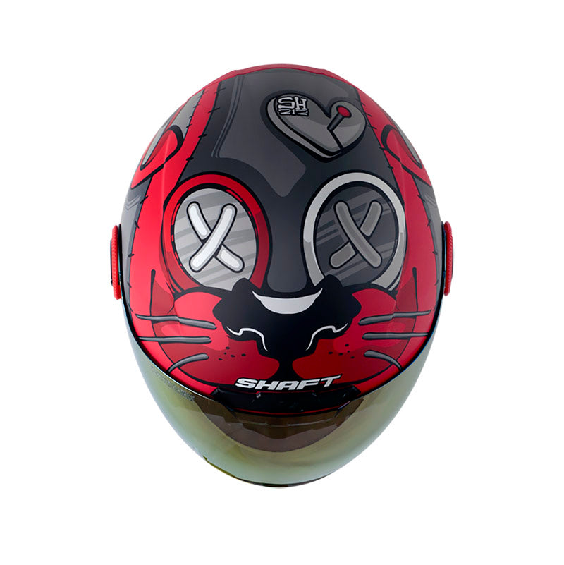 CASCO SHAFT SH-212 TEDYOSO MATE ROJO GRIS VISOR ROJO