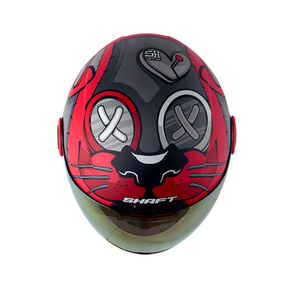 CASCO SHAFT SH-212 TEDYOSO MATE ROJO GRIS VISOR ROJO
