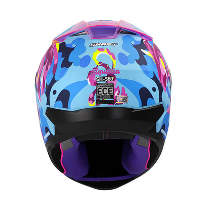 CASCO SHAFT SH-560 AQUARIA MATE AZUL FUCSIA NEON VISOR HUMO