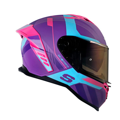 CASCO SHAFT SH-598GTR EMAN MATE MORADO AZUL VISOR IRIDIUM