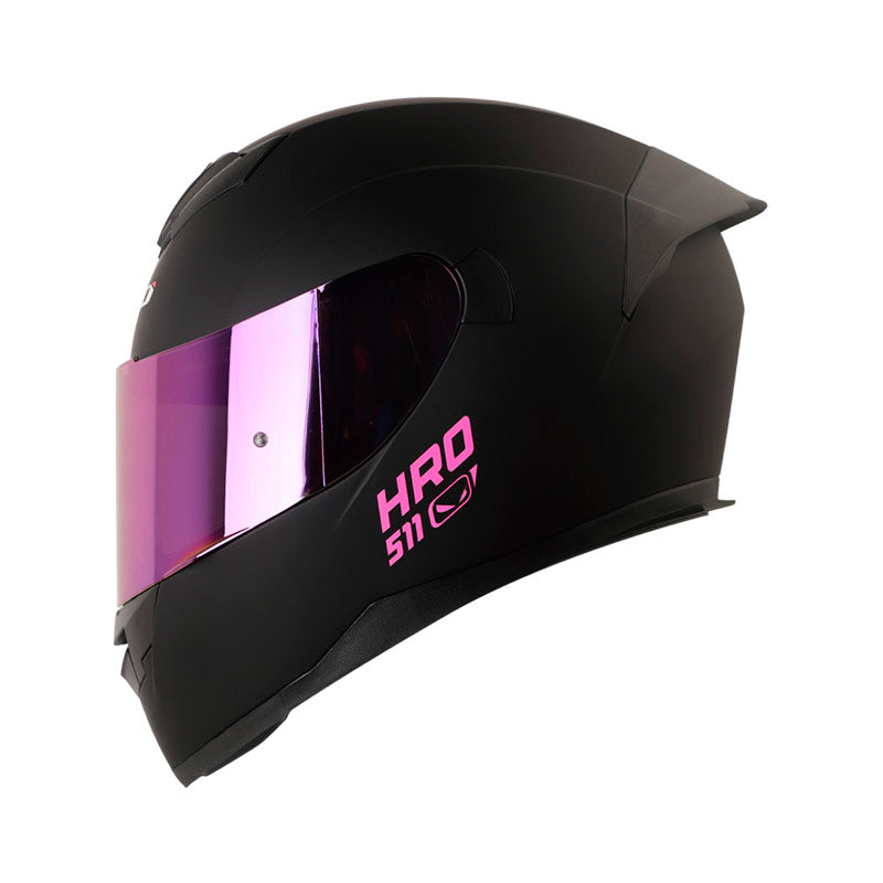 CASCO HRO HRO-511 SOLID MATE NEGRO FUCSIA VISOR IRIDIUM