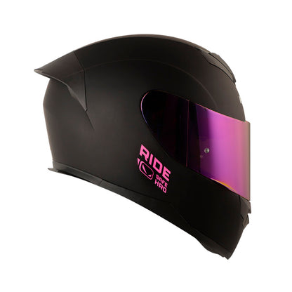 CASCO HRO HRO-511 SOLID MATE NEGRO FUCSIA VISOR IRIDIUM