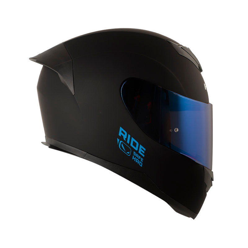 CASCO HRO HRO-511 SOLID MATE NEGRO AZUL VISOR IRIDIUM AZUL