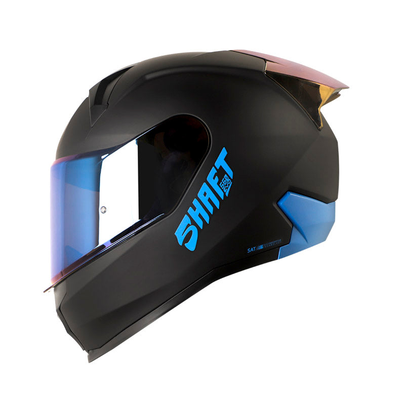 CASCO SHAFT SH-560 SOLID MATE NEGRO AZUL VISOR IRIDUM AZUL