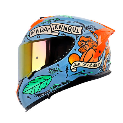 CASCO SHAFT SH-610DV PRO LA BUENA VIDA MATE AZUL VERDE