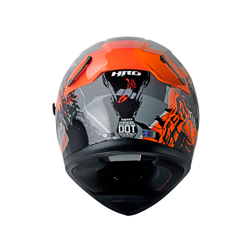 CASCO HRO HRO-514DV GRUNGE GRIS NARANJA NEON VISOR PLATA