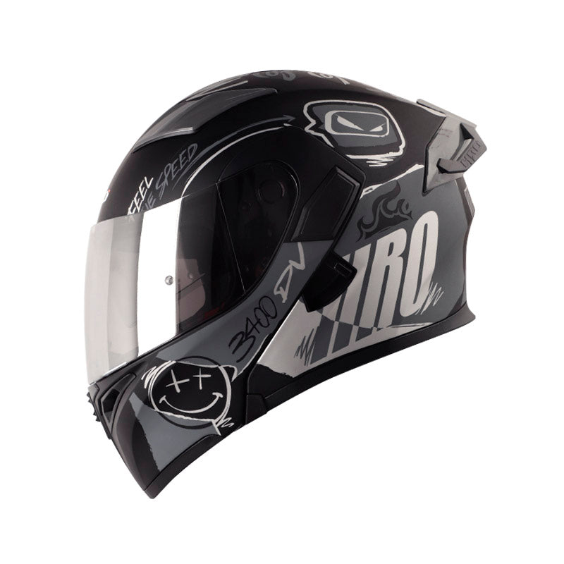 CASCO HRO HRO-3400DV RAZOR MATE NEGRO GRIS VISOR IRIDIUM