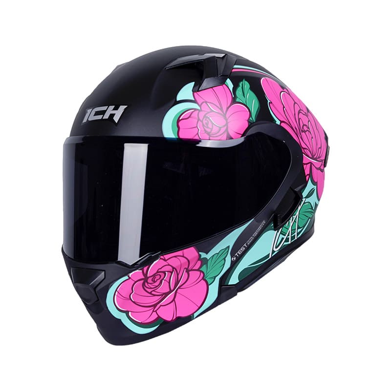 CASCO ICH ICH-3120DV FLOWRISH MATE NEGRO FUCSIA VISOR HUMO