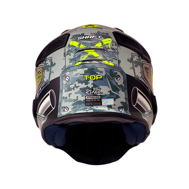 CASCO SHAFT SH-225 PILOT TOP MATE GRIS AMARILLO VISOR HUMO