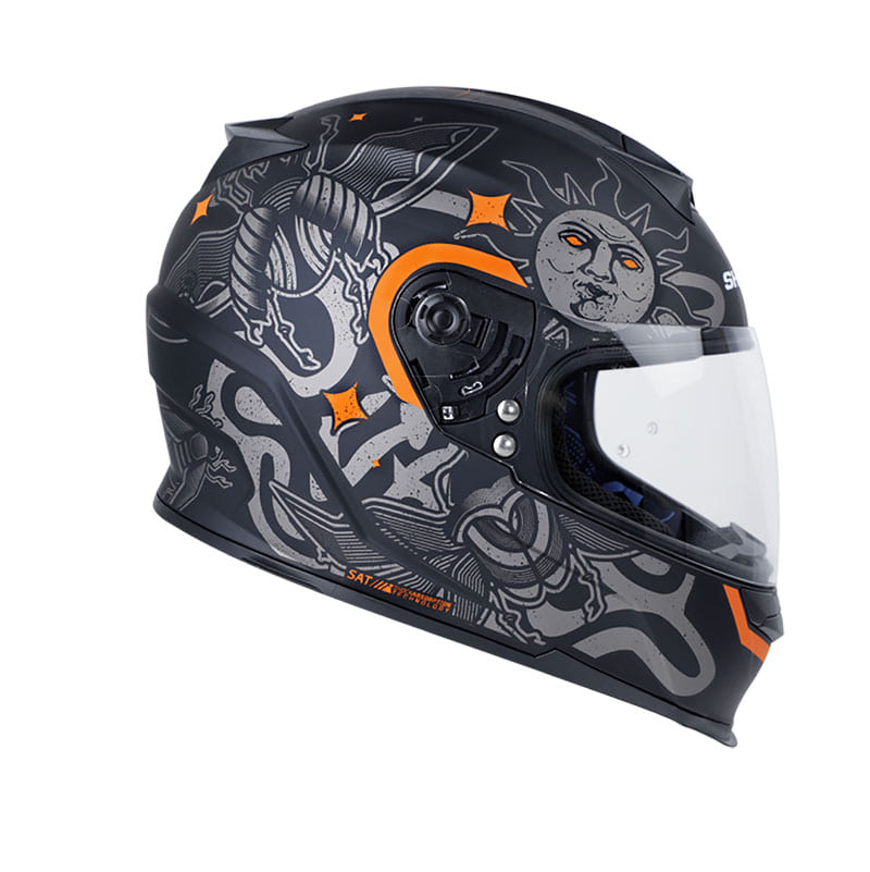 CASCO SHAFT SH-502 BLACKWORK MATE NEGRO NARANJA NEON