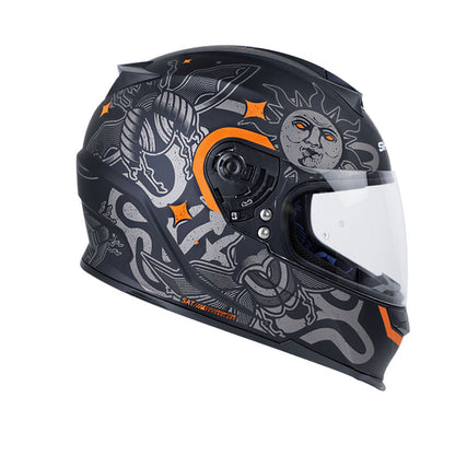 CASCO SHAFT SH-502 BLACKWORK MATE NEGRO NARANJA NEON