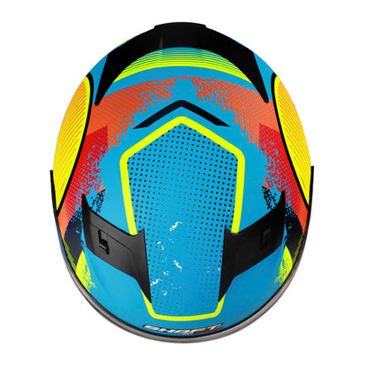 CASCO SHAFT SH-545PRO GEOMETRICA MATE AZUL NARANJA NEON