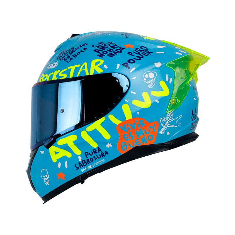 CASCO SHAFT SH-610DV PRO PURO POWER AZUL NARANJA VISOR AZUL
