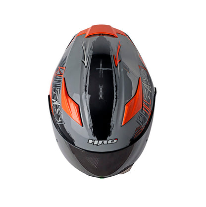 CASCO HRO HRO-514DV GRUNGE GRIS NARANJA NEON VISOR PLATA