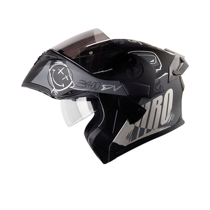 CASCO HRO HRO-3400DV RAZOR MATE NEGRO GRIS VISOR IRIDIUM