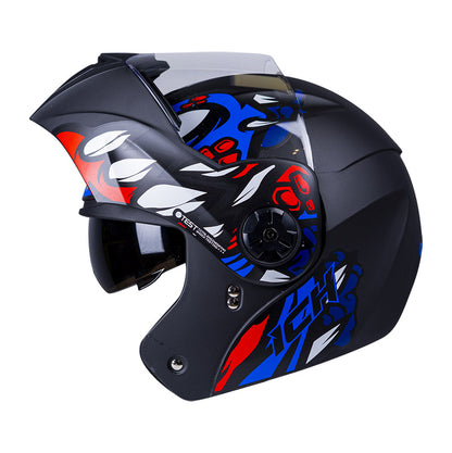 CASCO ICH ICH-3110DV GUINZ MATE NEGRO AZUL VISOR HUMO