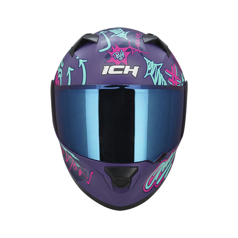 CASCO ICH ICH-503SP PARCE MATE MORADO FUCSIA NEON VISOR AZUL