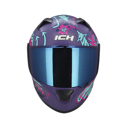 CASCO ICH ICH-503SP PARCE MATE MORADO FUCSIA NEON VISOR AZUL