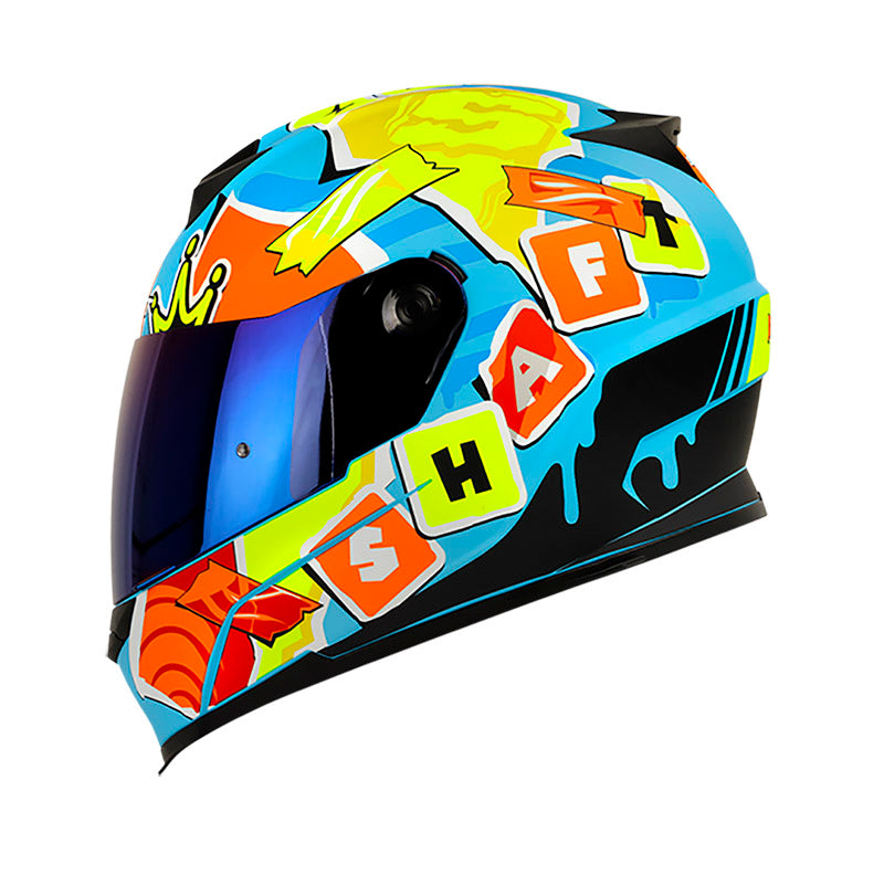 CASCO SHAFT SH-502 PRINT MATE AZUL AMARILLO VISOR IRIDIUM