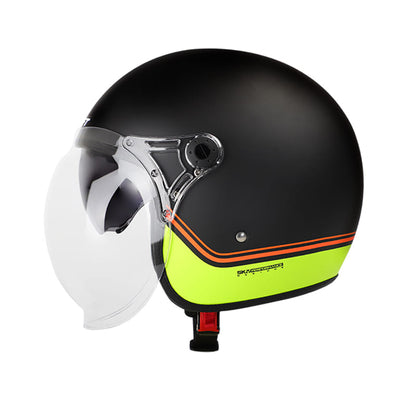 CASCO SHAFT SH-121 SCRAMBLE STRIPES MATE NEGRO AMARILLO NEON