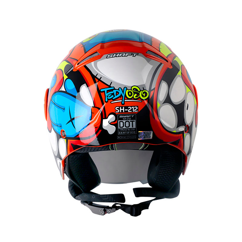 CASCO SHAFT SH-212 TEDYOSO NARANJA NEON AZUL VISOR AZUL