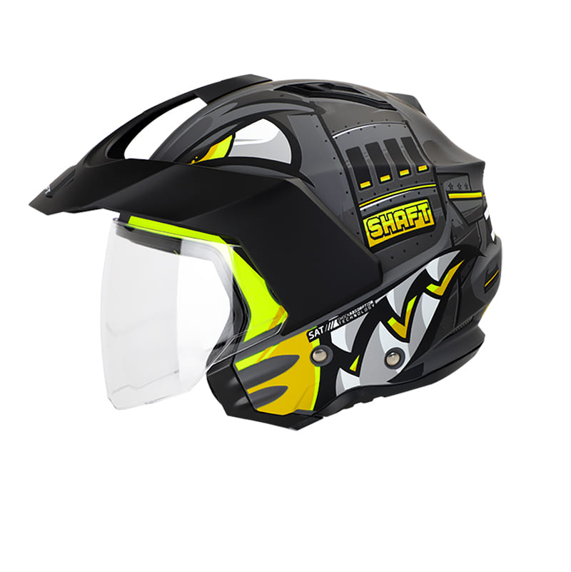 CASCO SHAFT SH-227 TRIAL COMANDER MATE GRIS AMARILLO NEON
