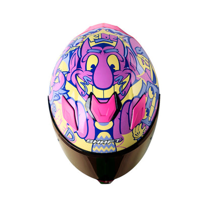 CASCO SHAFT SH-559 DIMON MORADO CLARO ROJO VISOR IRIDIUM