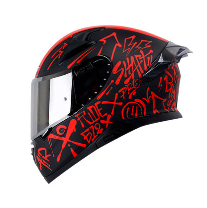 CASCO SHAFT SH-612DV PRO SIDES MATE NEGRO ROJO VISOR PLATA