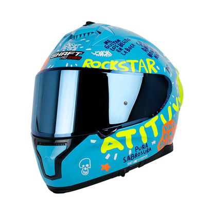 CASCO SHAFT SH-610DV PRO PURO POWER AZUL NARANJA VISOR AZUL