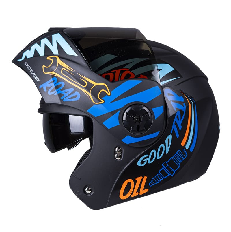 CASCO ICH ICH-3110DV MOTOR MATE NEGRO AZUL VISOR HUMO