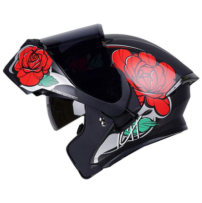CASCO ICH ICH-3120DV FLOWRISH MATE NEGRO ROJO VISOR HUMO
