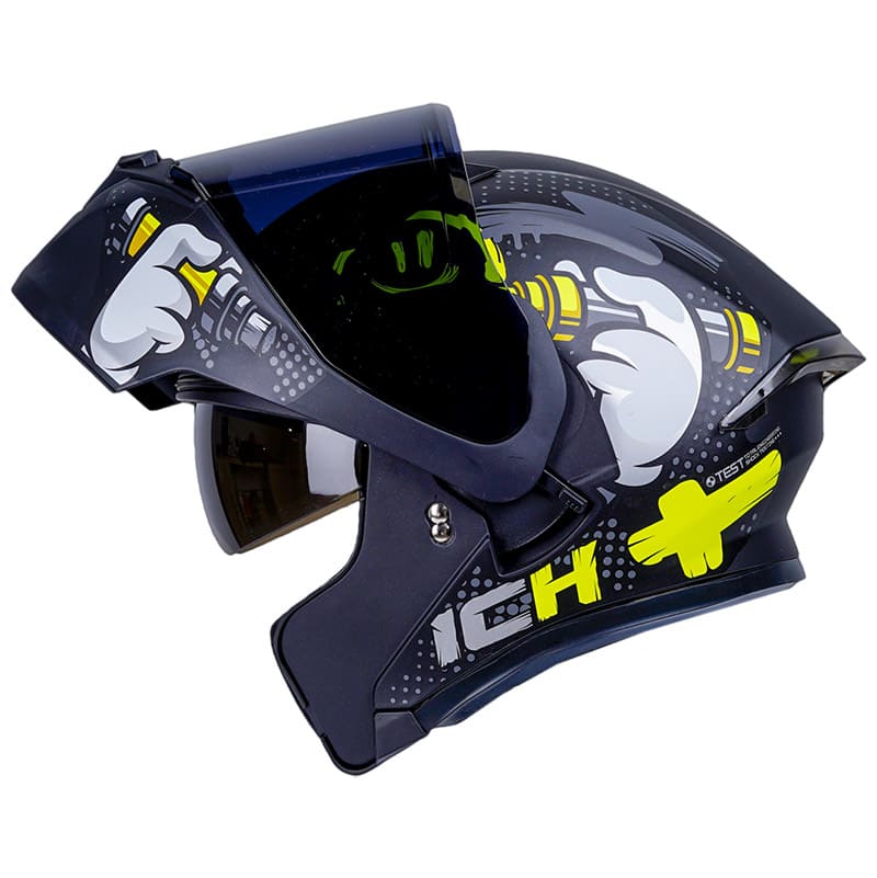 CASCO ICH ICH-3120DV TAGGER MATE NEGRO AMARILLO VISOR HUMO
