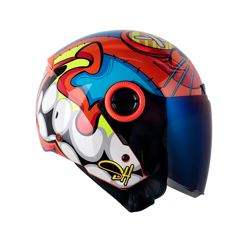 CASCO SHAFT SH-212 TEDYOSO NARANJA NEON AZUL VISOR AZUL