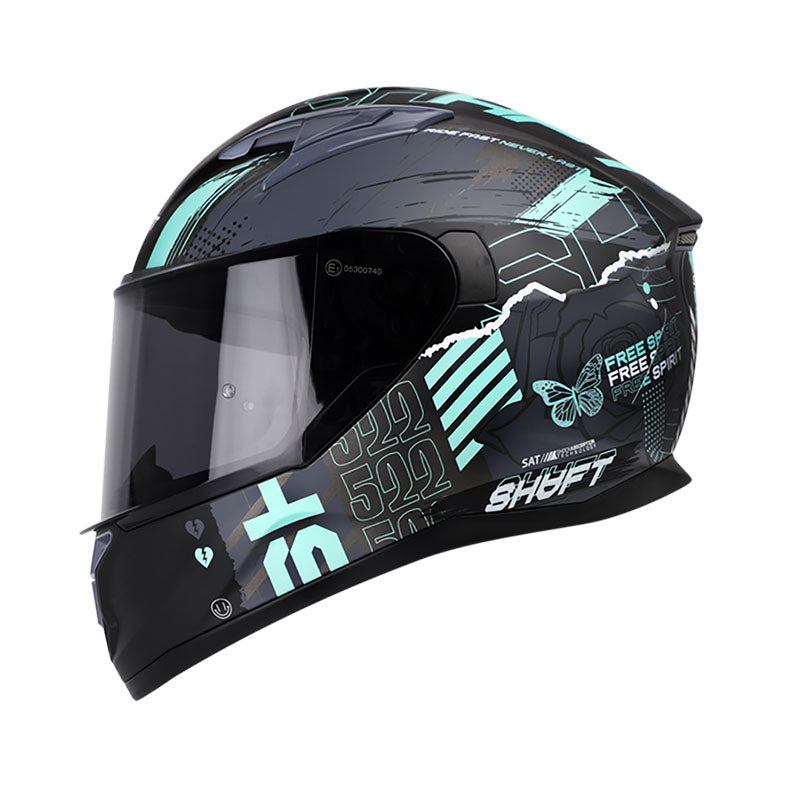 CASCO SHAFT SH-522 FREE SOUL MATE NEGRO TURQUESA VISOR HUMO