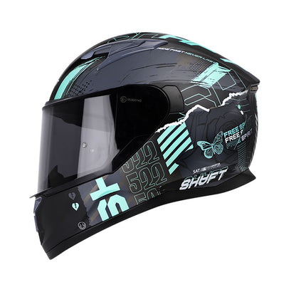 CASCO SHAFT SH-522 FREE SOUL MATE NEGRO TURQUESA VISOR HUMO