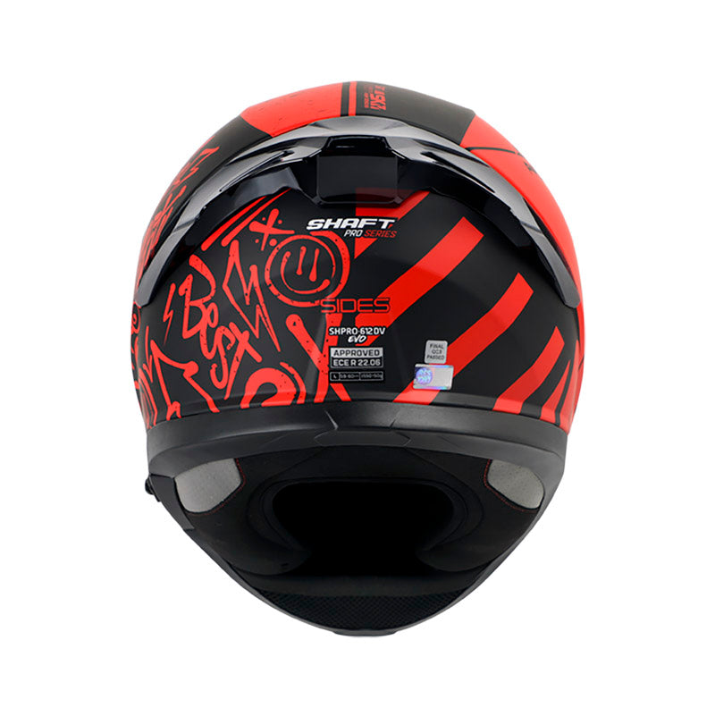 CASCO SHAFT SH-612DV PRO SIDES MATE NEGRO ROJO VISOR PLATA